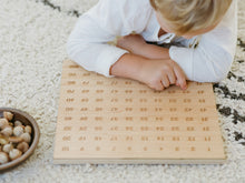 Load image into Gallery viewer, Wooden 100 Number Board • Engraved Numeral Chart in Modern Font