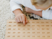 Load image into Gallery viewer, Wooden 100 Number Board • Engraved Numeral Chart in Modern Font