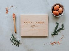 Load image into Gallery viewer, Modern Sans Serif Custom Names Engraved Handmade Cutting Board