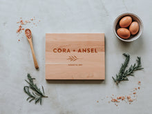 Load image into Gallery viewer, Modern Sans Serif Custom Names Engraved Handmade Cutting Board