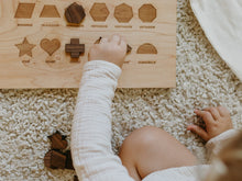 Load image into Gallery viewer, Wooden Shapes Montessori Board and Tabletop Geometry Reference Chart