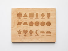 Load image into Gallery viewer, Wooden Shapes Montessori Board and Tabletop Geometry Reference Chart