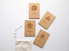 Load image into Gallery viewer, Wooden Shapes Flash Cards • Set of 18 Geometric Wood Cards