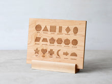 Load image into Gallery viewer, Wooden Shapes Montessori Board and Tabletop Geometry Reference Chart