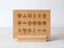 Load image into Gallery viewer, Wooden Shapes Montessori Board and Tabletop Geometry Reference Chart