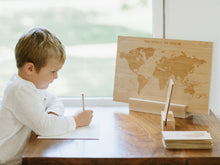 Load image into Gallery viewer, Wooden World Map & Display Stand