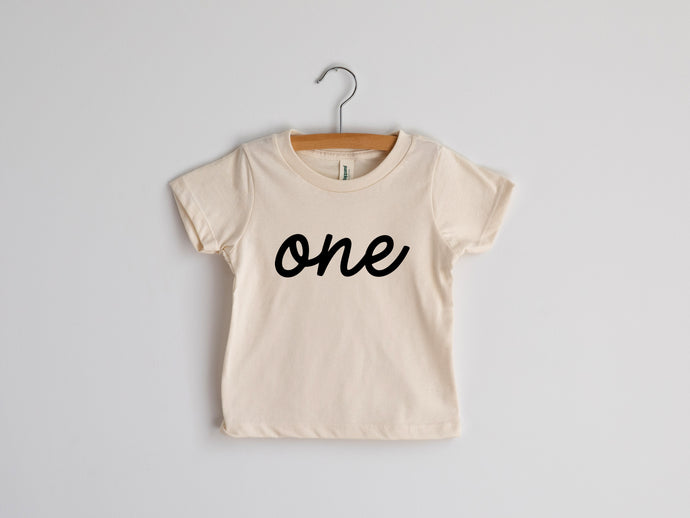 One First Birthday Organic Baby Tee