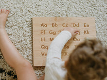 Load image into Gallery viewer, Wooden Alphabet Montessori Board and Tabletop Reference Chart • Modern Sans Serif