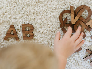Wooden Alphabet Set • Wood Letters & Movable Alphabet in Walnut