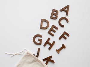 Wooden Alphabet Set • Wood Letters & Movable Alphabet in Walnut