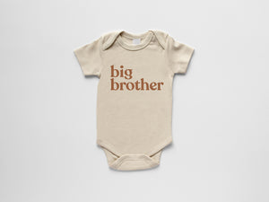 Big Brother Organic Baby Bodysuit in Camel Ink • Final Sale