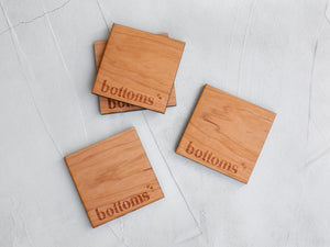 Bottoms Up Modern Wooden Coasters • Handmade Set of 4