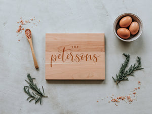 Whimsical Calligraphy Engraved Handmade Cutting Board
