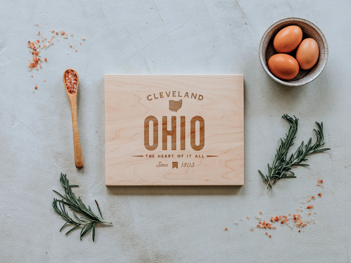 Custom City and State Modern Engraved Wooden Cutting Board