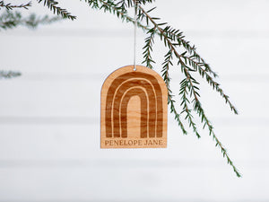 Personalized Wooden Rainbow Christmas Ornament
