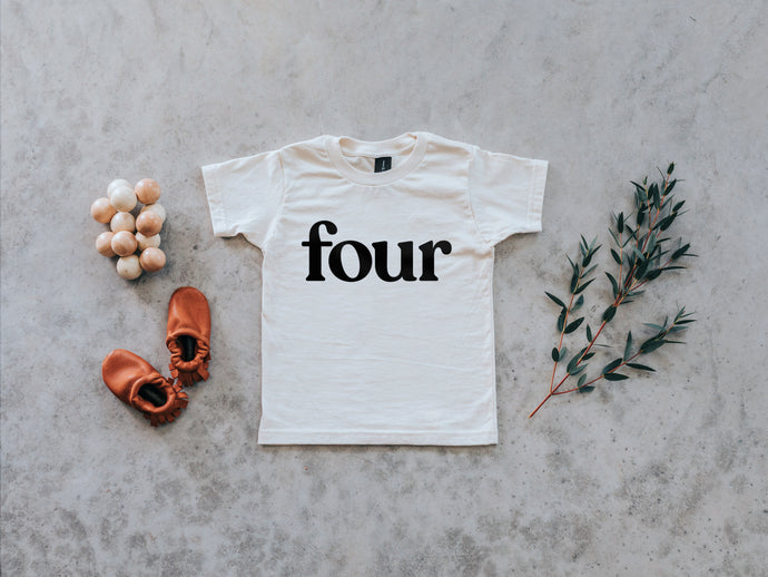 Four Modern Birthday Shirt Organic Kids Tee