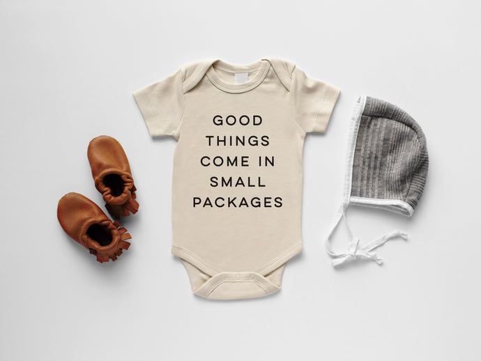 Good Things Come In Small Packages Organic Baby Bodysuit