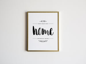“Home” Custom Watercolor Home Address Print