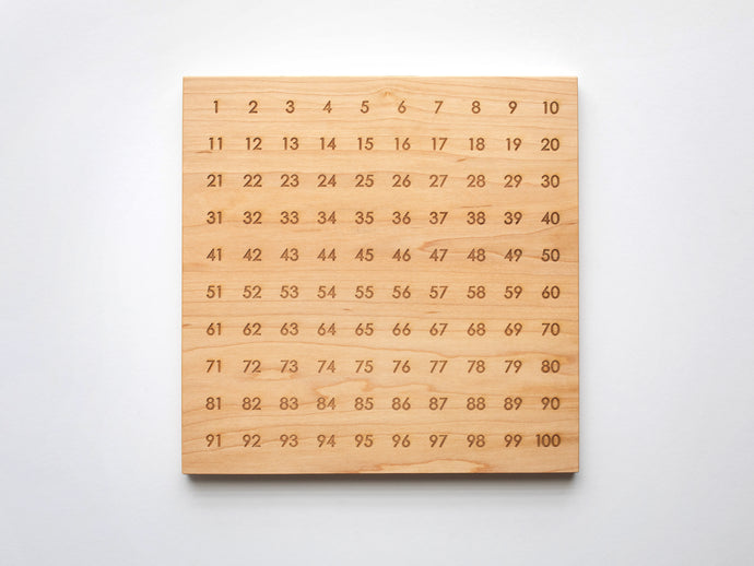 Wooden 100 Number Board • Engraved Numeral Chart in Modern Font