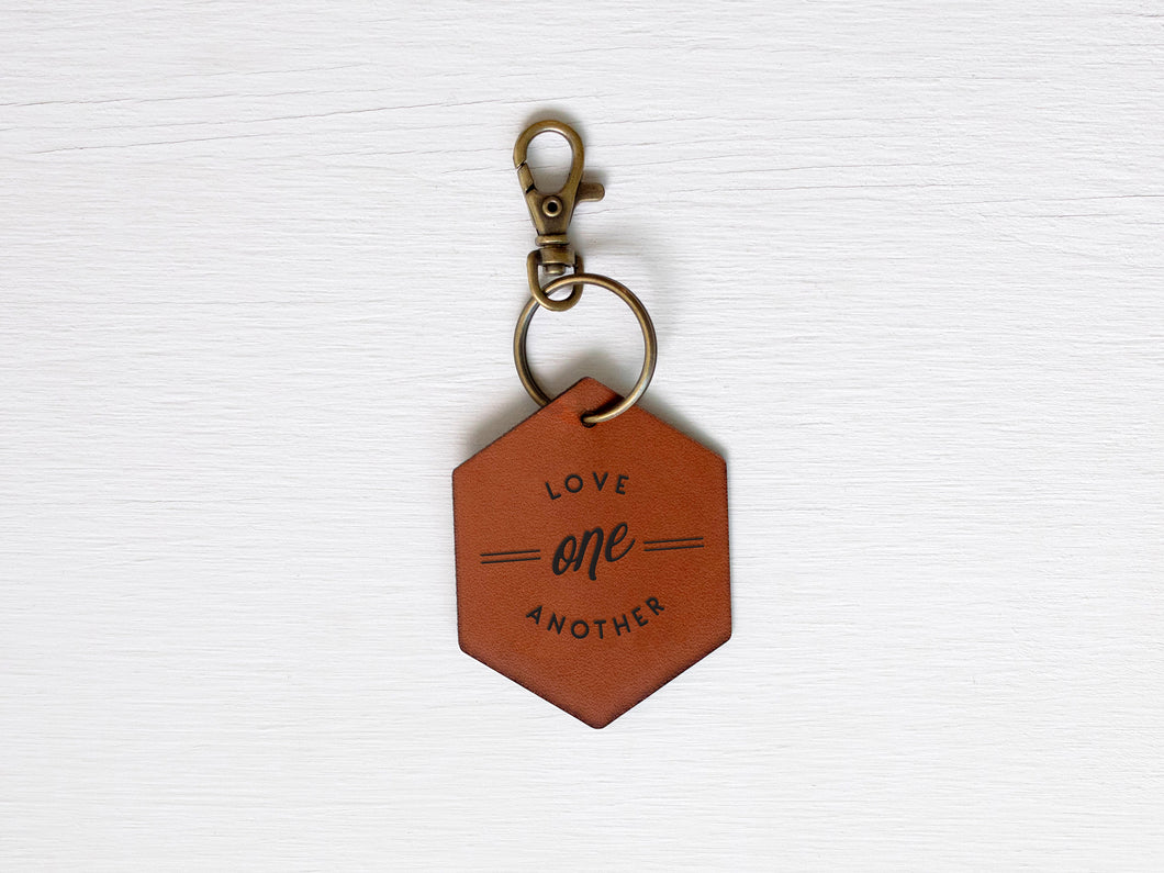 Love One Another Leather Keychain