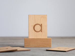 Wooden Alphabet Flash Cards • Lowercase Letters on Sturdy Wood Cards