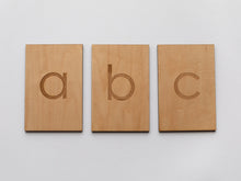 Load image into Gallery viewer, Wooden Alphabet Flash Cards • Lowercase Letters on Sturdy Wood Cards
