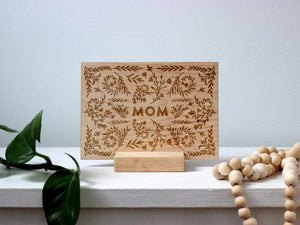 Wooden Mother's Day Card • Floral Pattern Mom Design