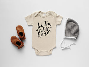 Hi I'm New Here Organic Baby Bodysuit – Gladfolk