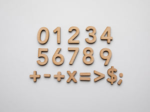 Wooden Number Set • Wood Numerals & Math Symbols in Maple