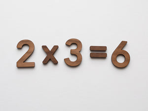 Wooden Number Set • Wood Numerals & Math Symbols in Walnut