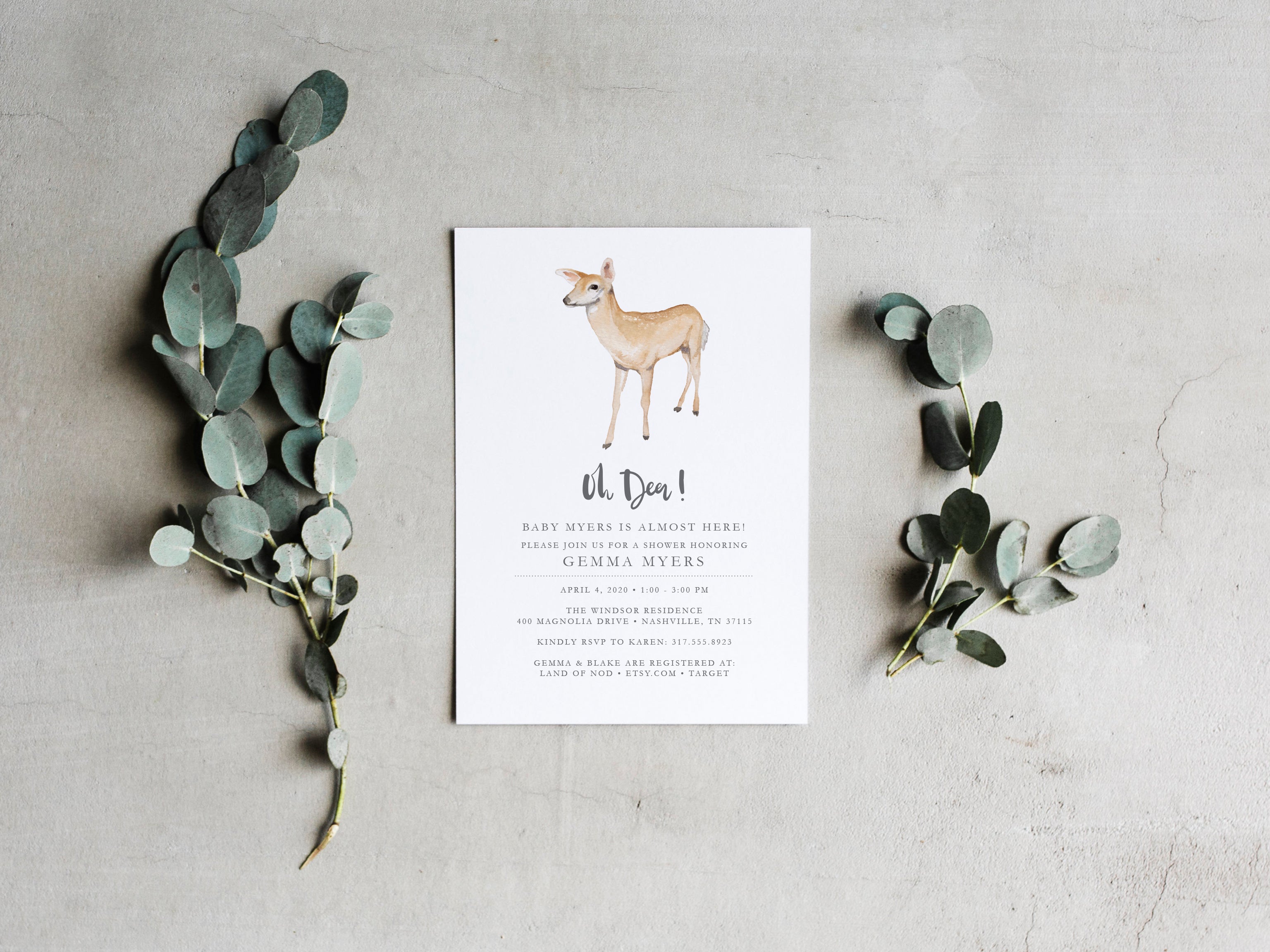 Woodland deer baby shower invitations cheap