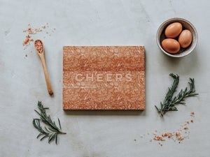 Cheers Floral Pattern Engraved Wooden Cutting Board