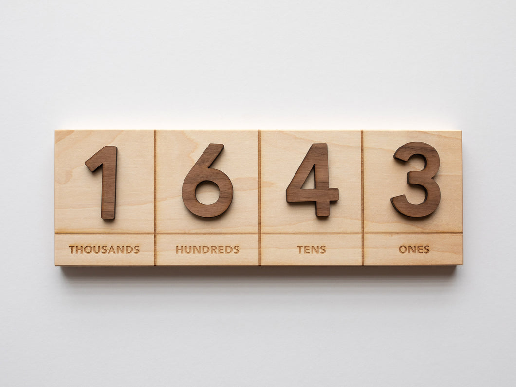 Wooden Place Value Board from Ones to Thousands