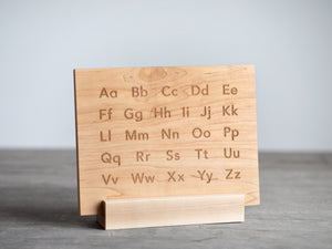 Wooden Alphabet Montessori Board and Tabletop Reference Chart • Modern Sans Serif