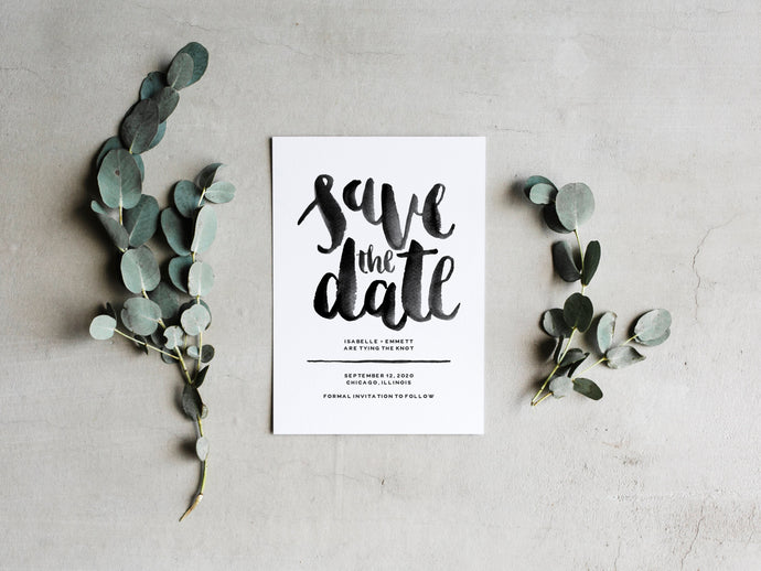 Modern Brush Lettered Save the Date