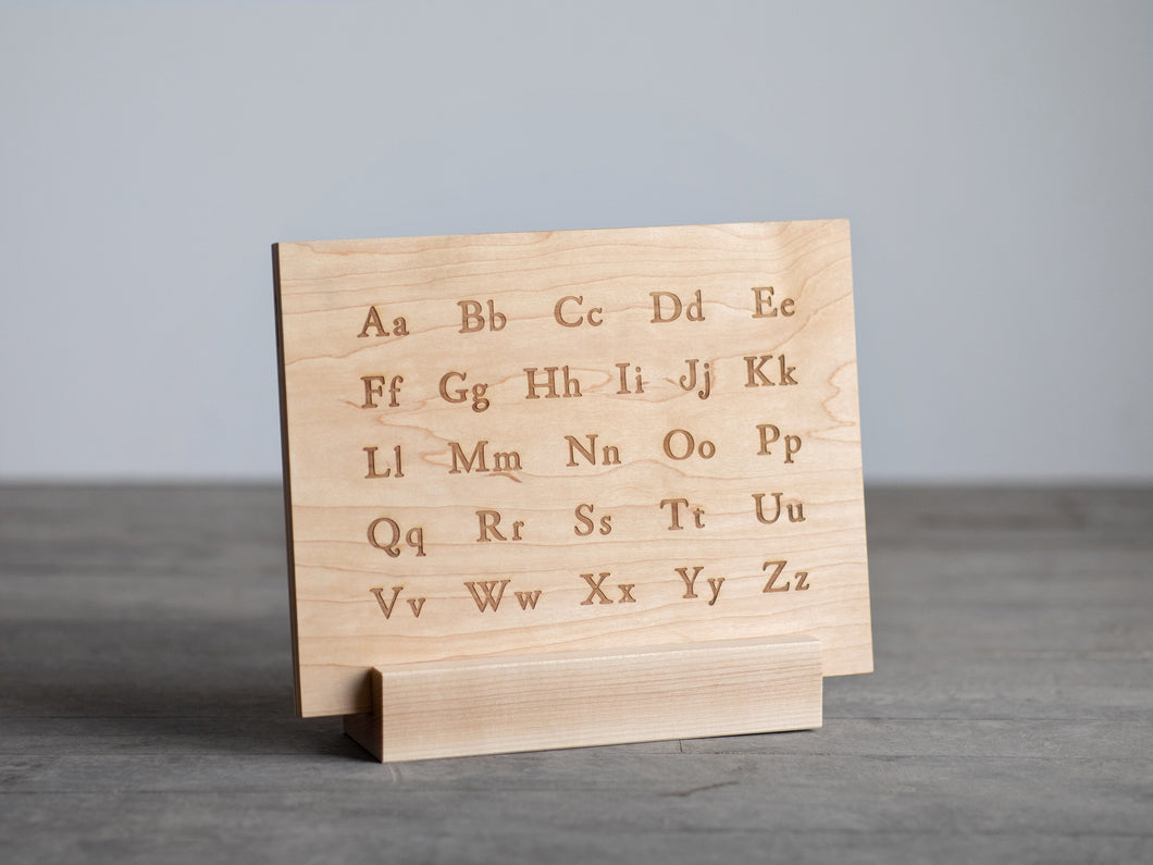 Wooden Alphabet Montessori Board and Tabletop Reference Chart • Classic Serif