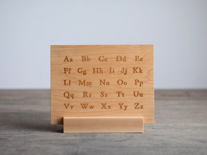 Wooden Alphabet Montessori Board and Tabletop Reference Chart • Classic Serif