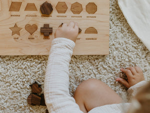 Wooden Shapes Montessori Board and Tabletop Geometry Reference Chart