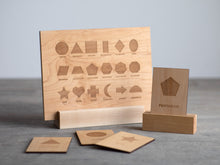Load image into Gallery viewer, Wooden Shapes Montessori Board and Tabletop Geometry Reference Chart