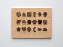 Load image into Gallery viewer, Wooden Shapes Montessori Board and Tabletop Geometry Reference Chart