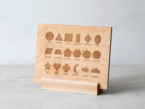 Wooden Shapes Montessori Board and Tabletop Geometry Reference Chart