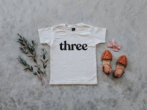 Three Modern Birthday Shirt Organic Kids Tee