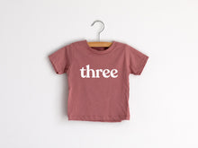 Load image into Gallery viewer, Three Modern Birthday Shirt Kids Tee