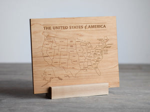 Wooden Map of the United States of America