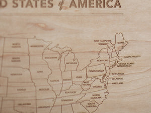 Wooden Map of the United States of America