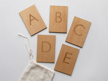 Load image into Gallery viewer, Wooden Alphabet Flash Cards • Uppercase Letters on Sturdy Wood Cards