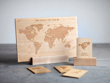 Load image into Gallery viewer, Wooden World Map &amp; Display Stand