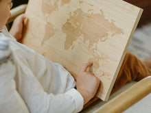 Load image into Gallery viewer, Wooden World Map &amp; Display Stand