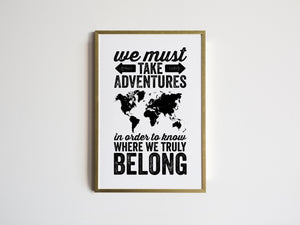 Adventures World Map Travel Print