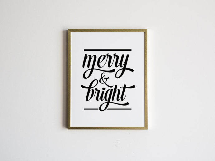 Merry and Bright White Christmas Lyrics Print